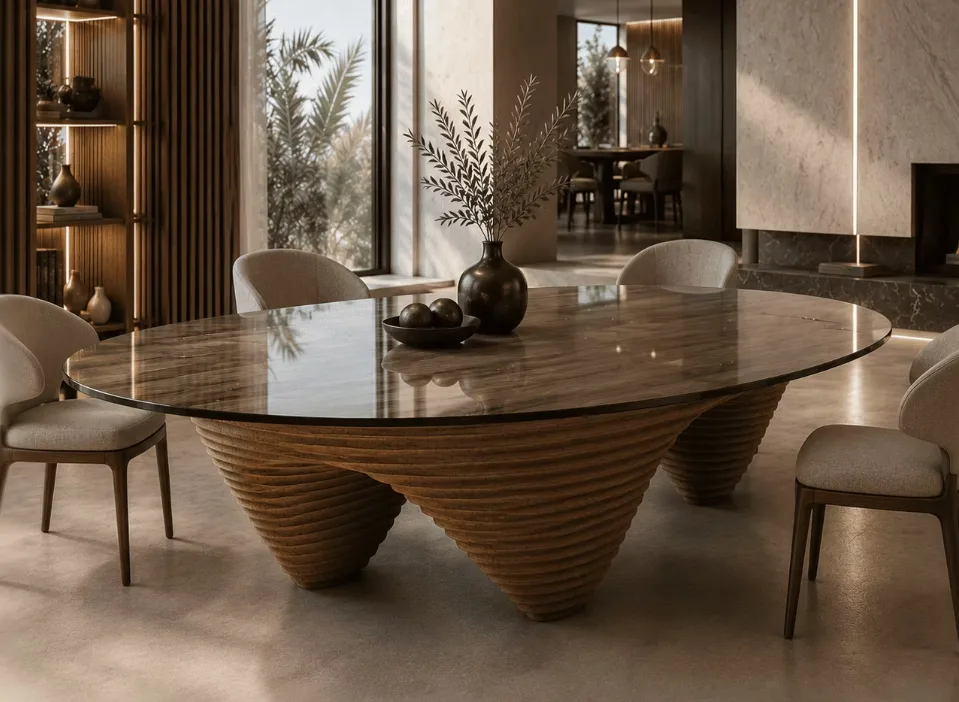 Custom Made Dining Table Trends: Curves, Texture, and Natural Wood