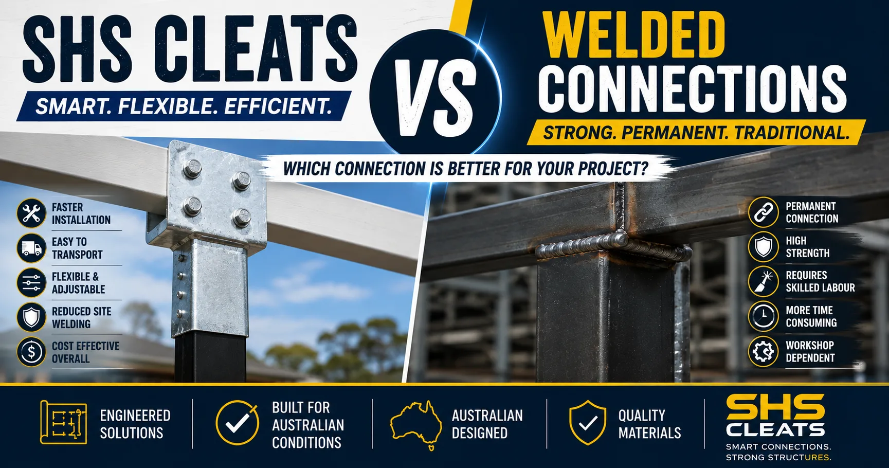 SHS Cleats vs Welded Connections: Which Is Better for Steel Construction?