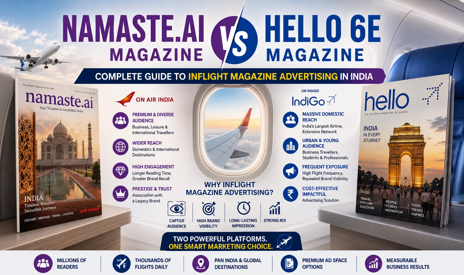 Namaste.ai Magazine vs Hello 6E Magazine | Inflight Advertising Guide