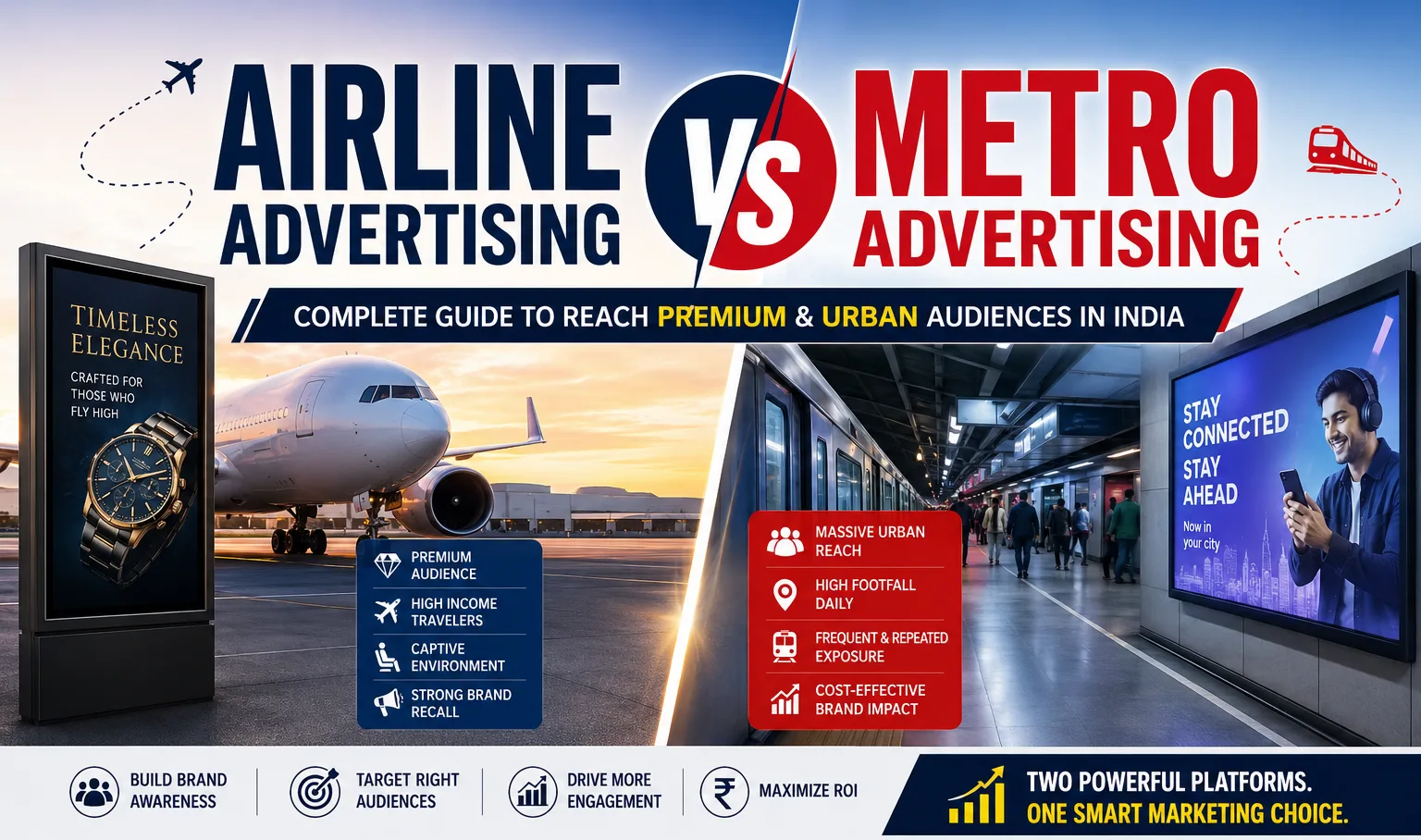 Airline Advertising vs Metro Advertising: Complete Guide to Reach Premium & Urban Audiences in India