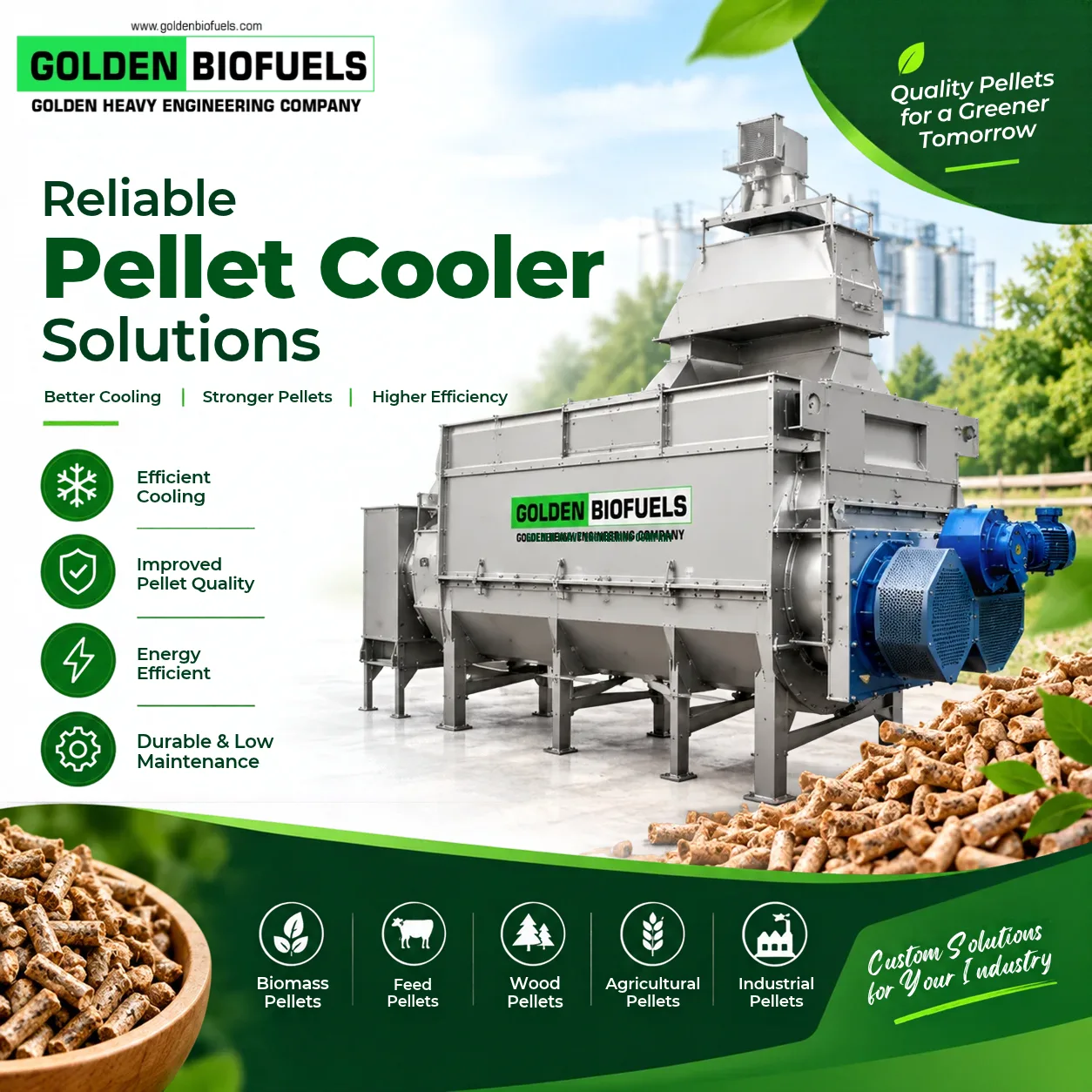 Best Counterflow Pellet Cooler by Golden Biofuels: Trusted Pellet Cooler Manufacturer for Every Biomass Plant