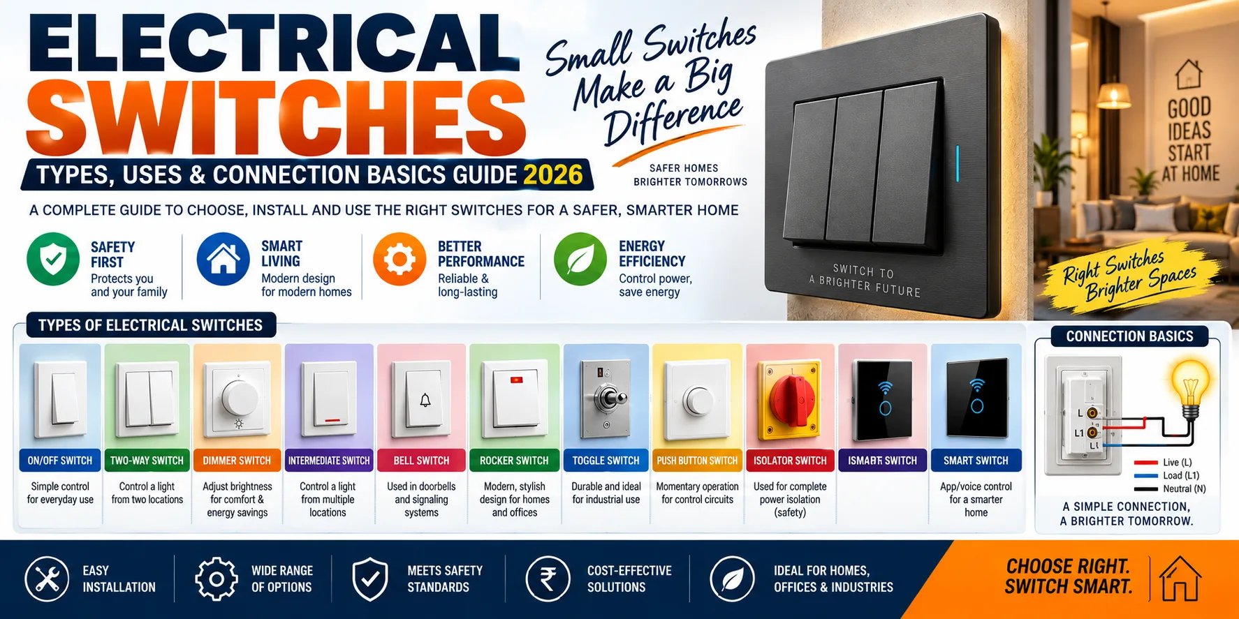 Electrical Switches: Types, Uses & Connection Basics Guide 2026