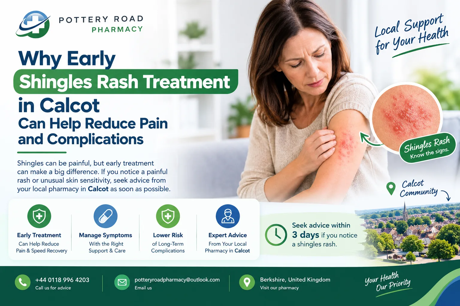 Why Early Shingles Rash Treatment in Calcot Can Help Reduce Pain and Complications