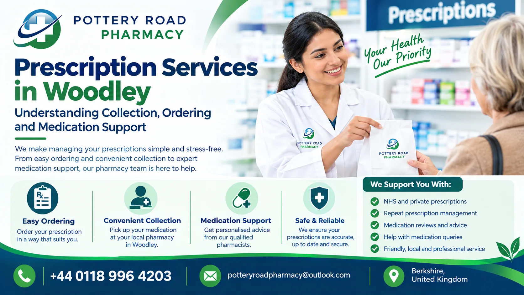 Prescription Services in Woodley: Understanding Collection, Ordering and Medication Support