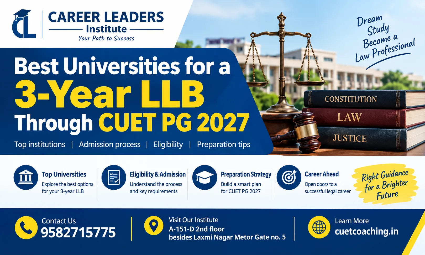 Best Universities for a 3-Year LLB Through CUET PG 2027: A Complete Guide for Students