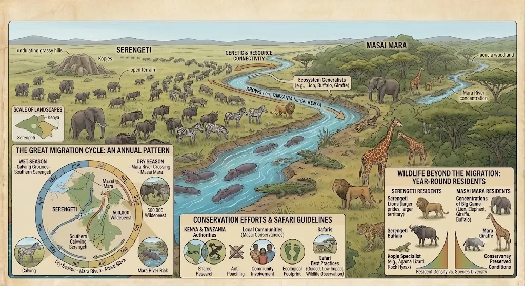 Masai Mara and Serengeti: Two Landscapes of an Extraordinary Wildlife