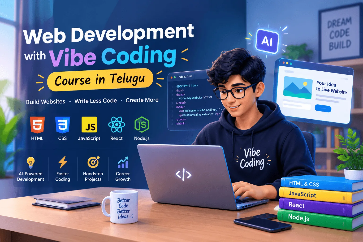 Web Development with Vibe Coding Course in Telugu: Frontend and Backend Development with AI