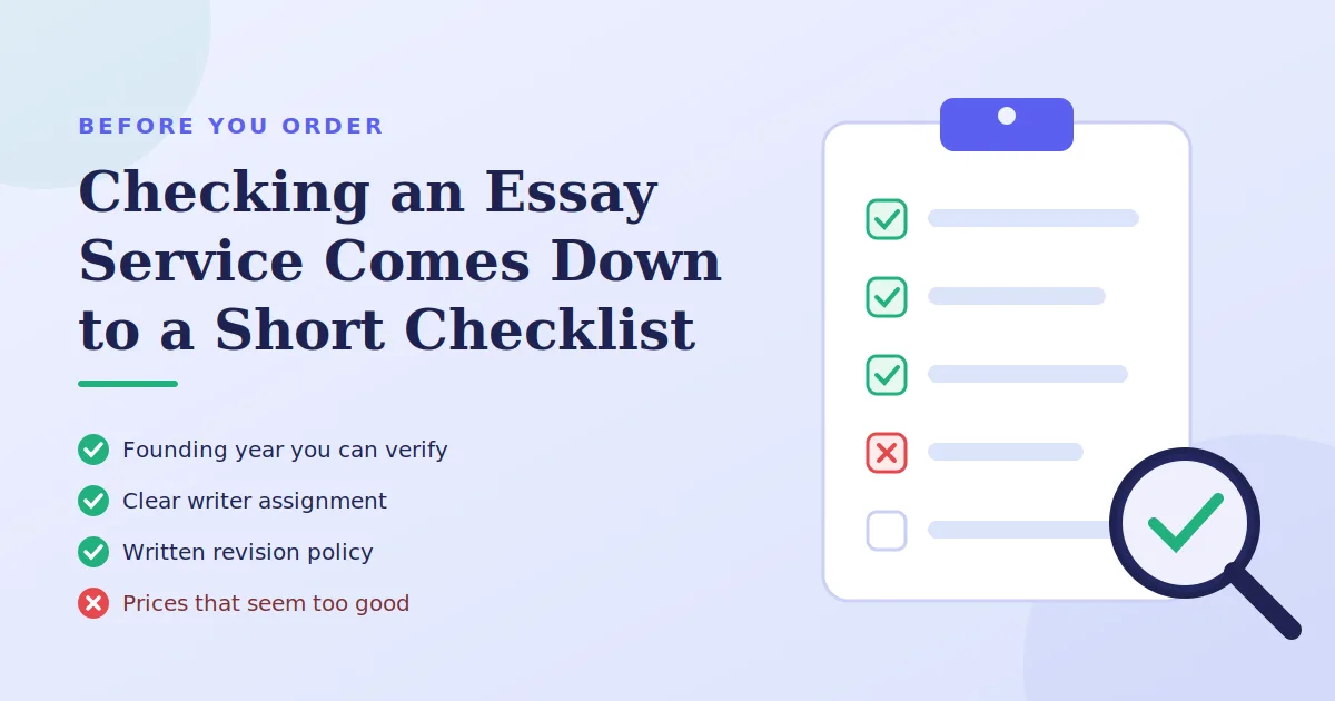 Checking an Essay Service Before You Order Comes Down to a Short Checklist