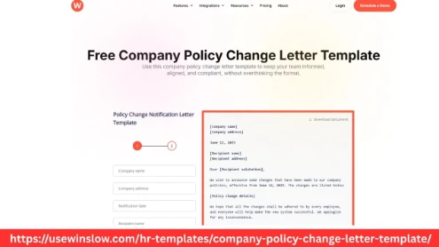 Easy to Use Company Policy Change Letter Template