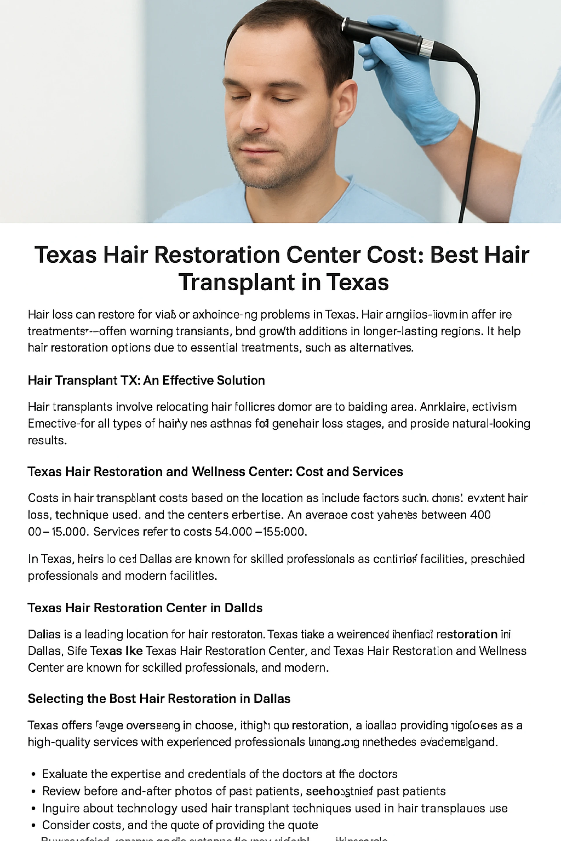 Texas Hair Restoration Guide: Costs, Best Clinics, and Treatment Options in Dallas & Beyond