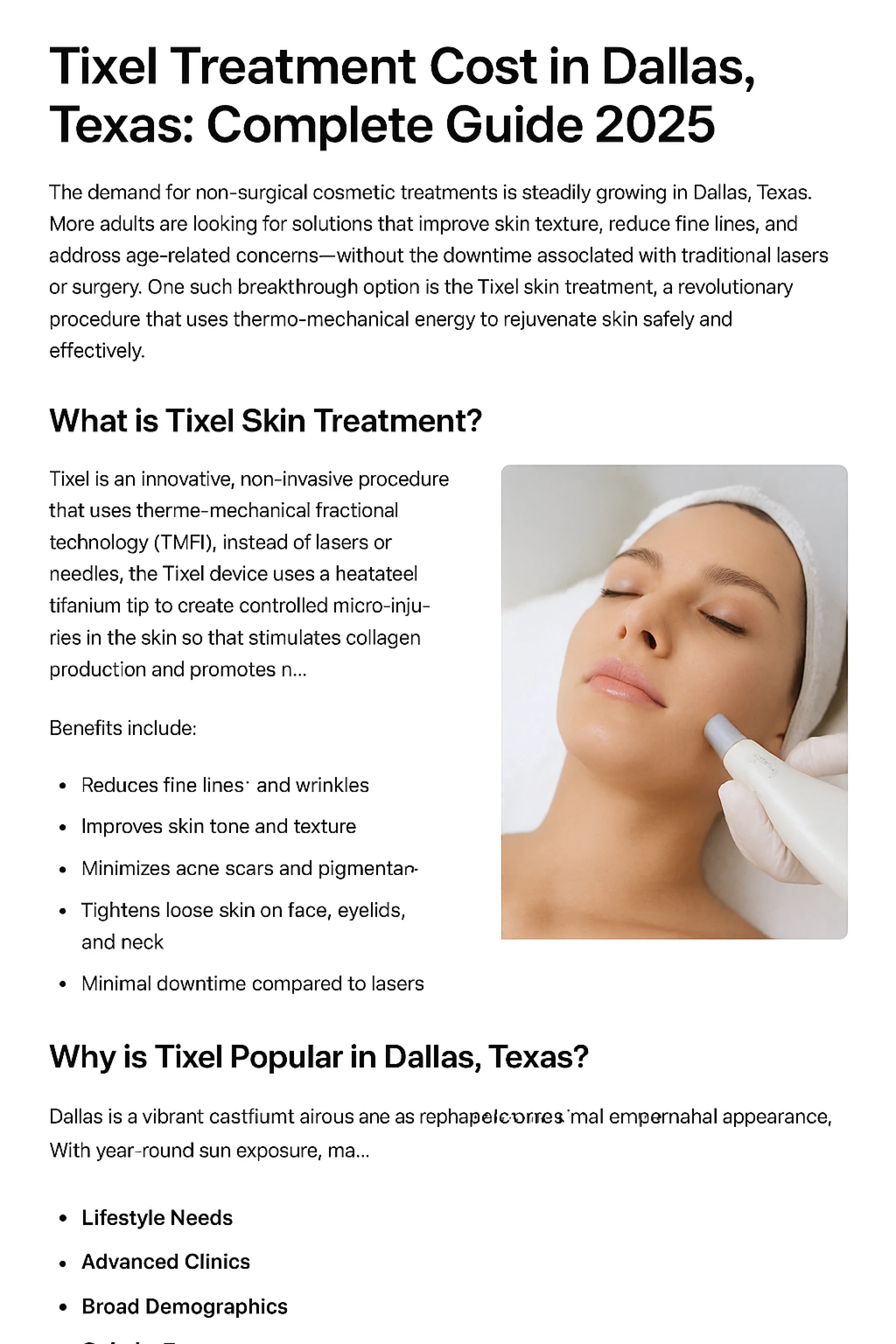 Tixel Treatment Cost in Dallas, Texas: Complete Guide for Patients