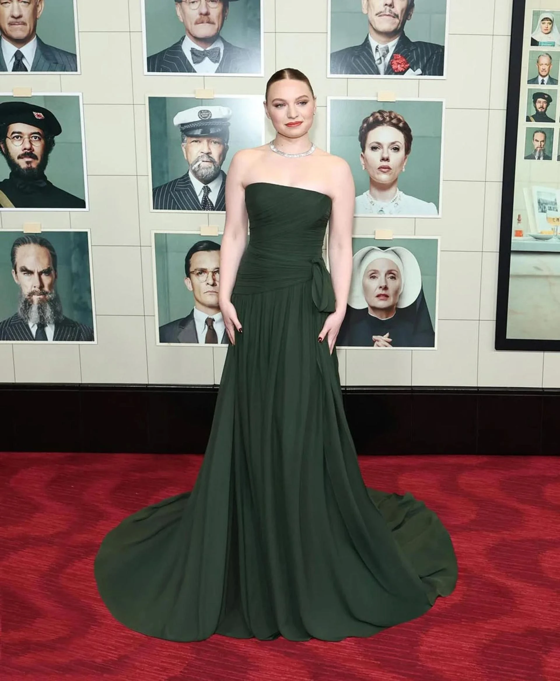 Mia Threapleton Shines in Emerald Elie Saab Gown at New York Premiere 