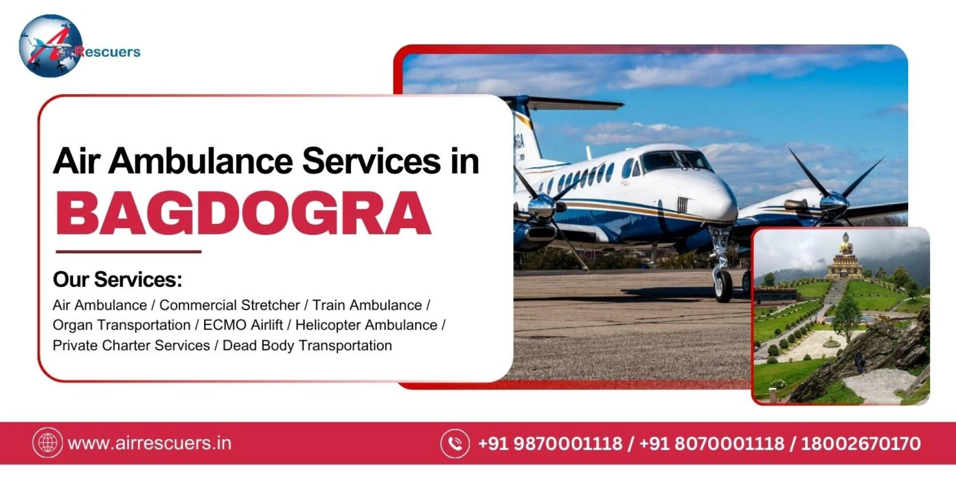 Professional Air Ambulance in Bagdogra, India