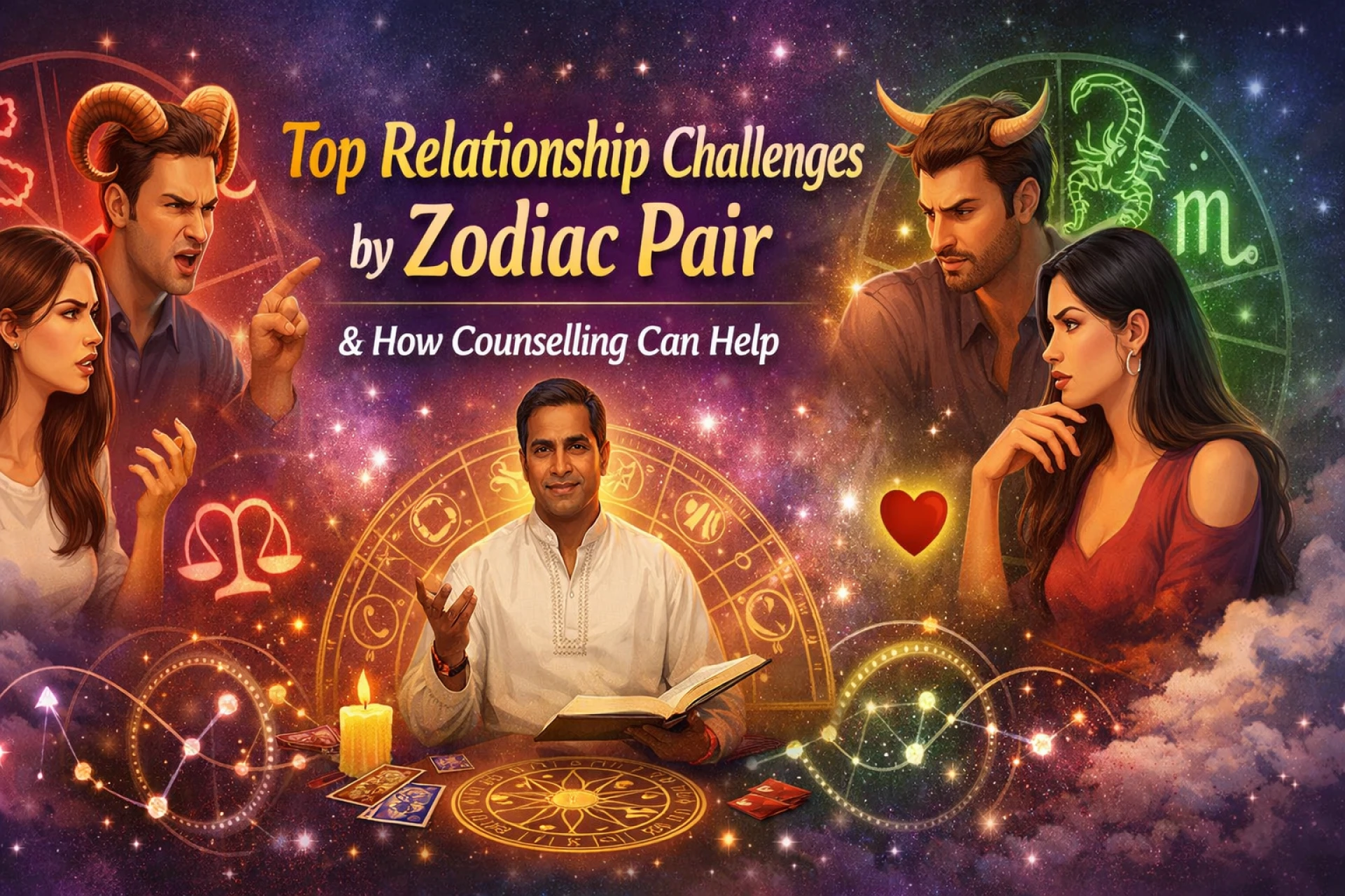 Top Relationship Challenges by Zodiac Pair and How Counselling Can Help