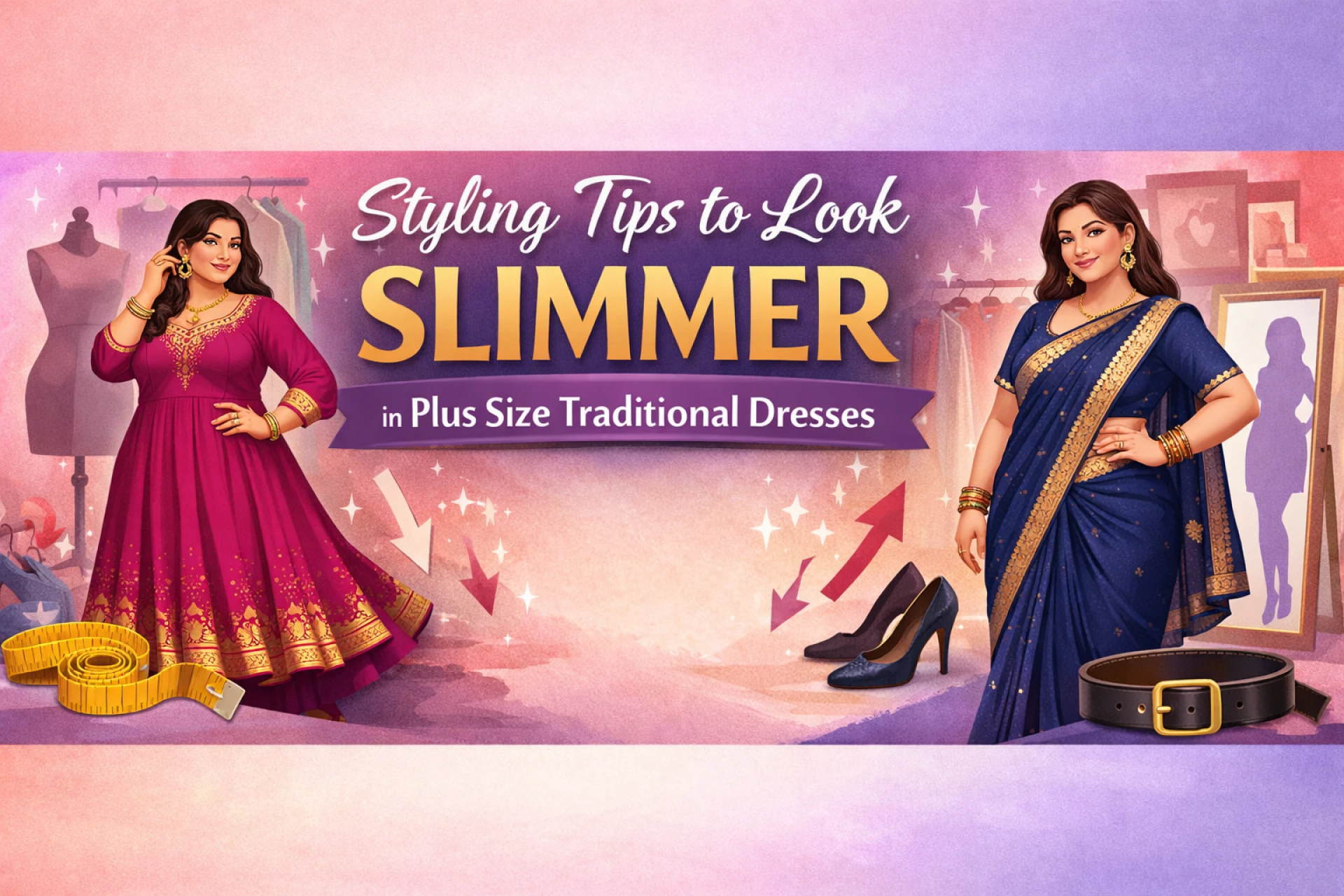 Styling Tips to Look Slimmer in Plus Size Traditional Dresses
