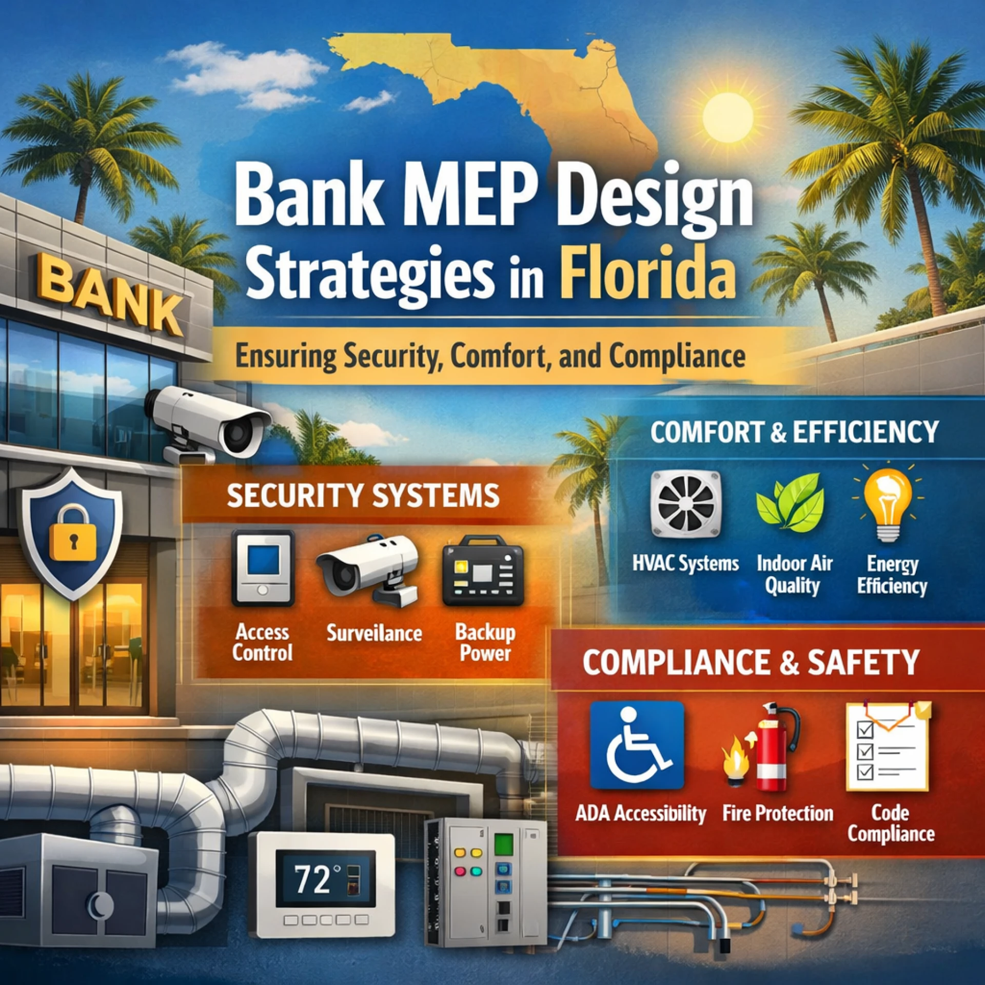 Bank MEP Design Strategies in Florida: Ensuring Security, Comfort, and Compliance