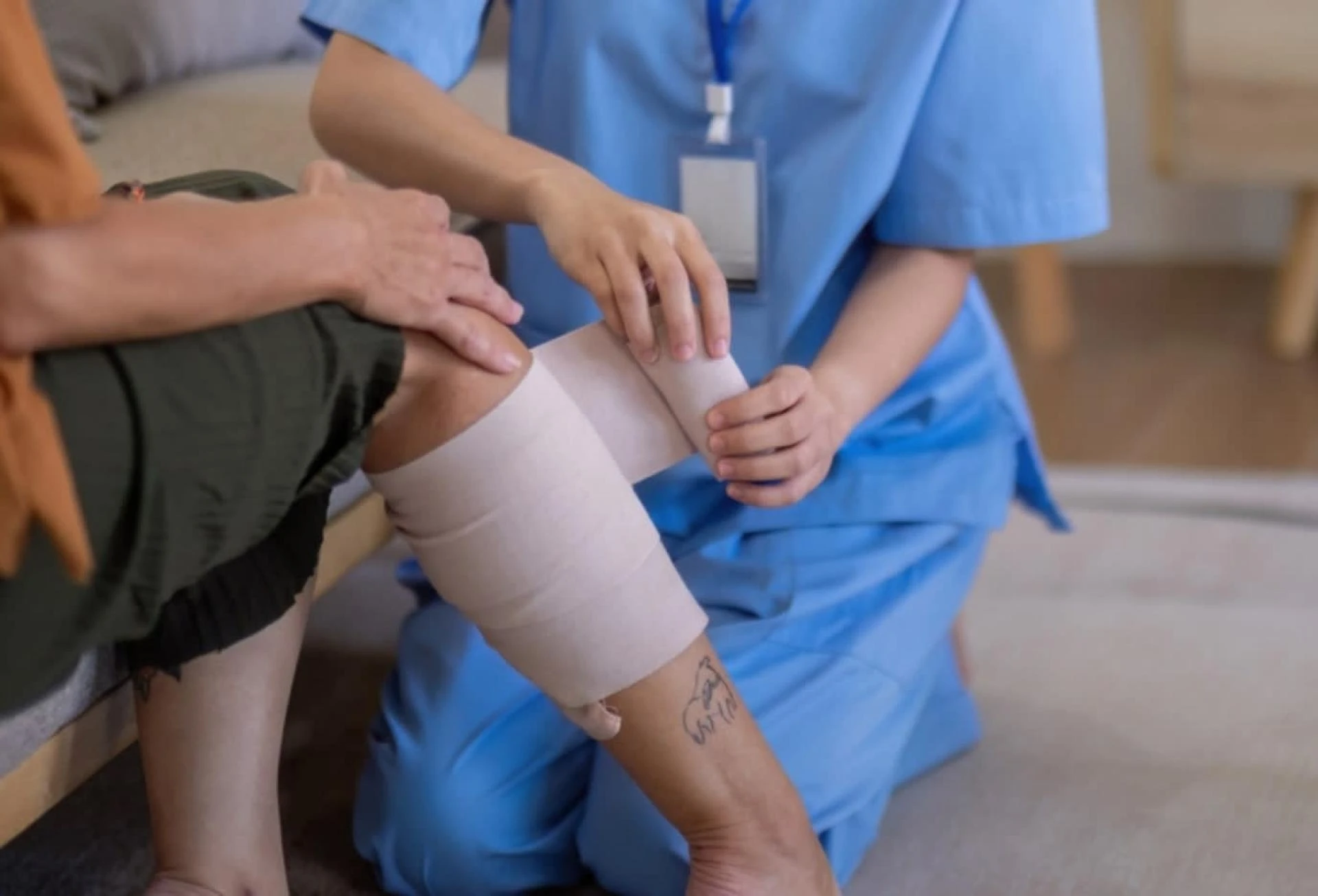 Receiving Specialized Treatment from a Wound Doctor During a Home Visit in Troy