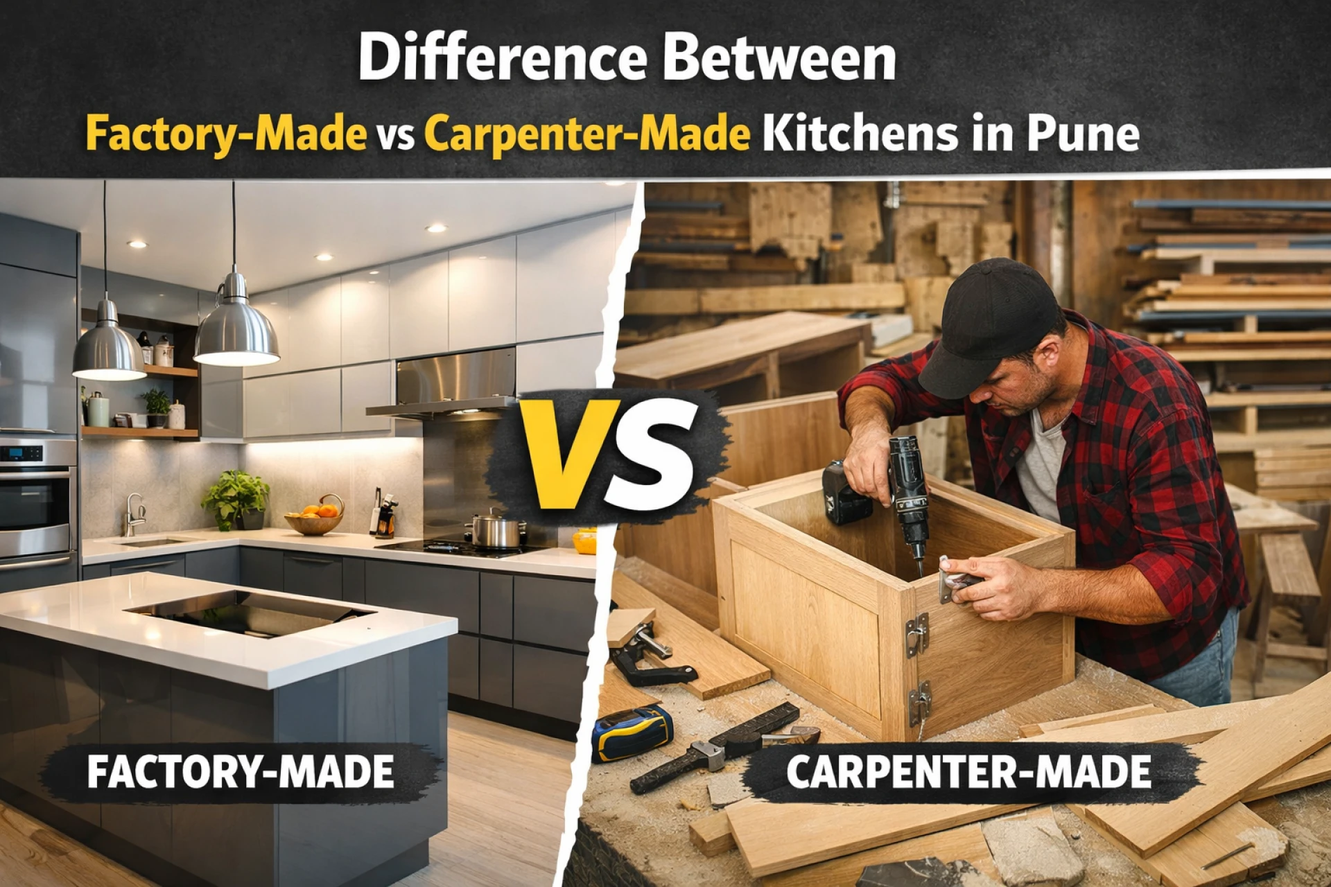 Difference Between Factory-Made and Carpenter-Made Kitchens in Pune
