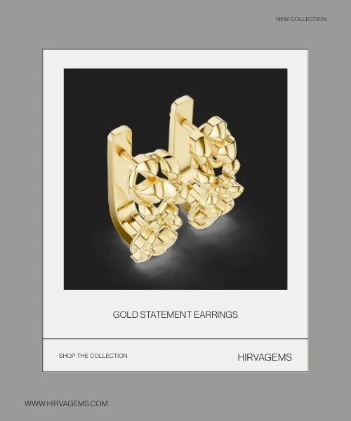 Elegant Luxury Designer Floral Gold Huggie Earrings for Women
