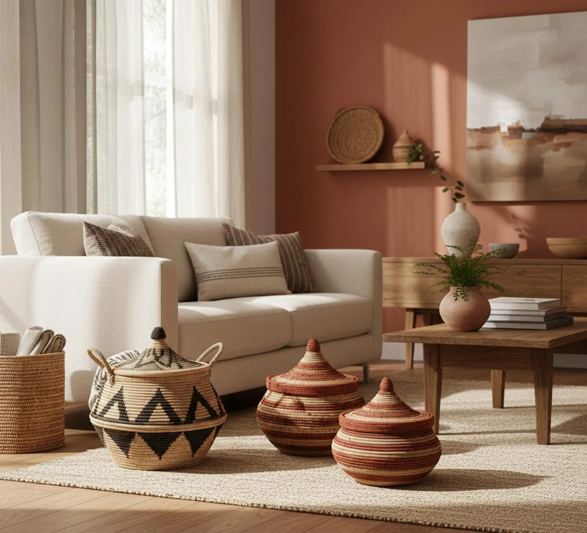 African Lidded Baskets as Functional Art for Modern Living Spaces