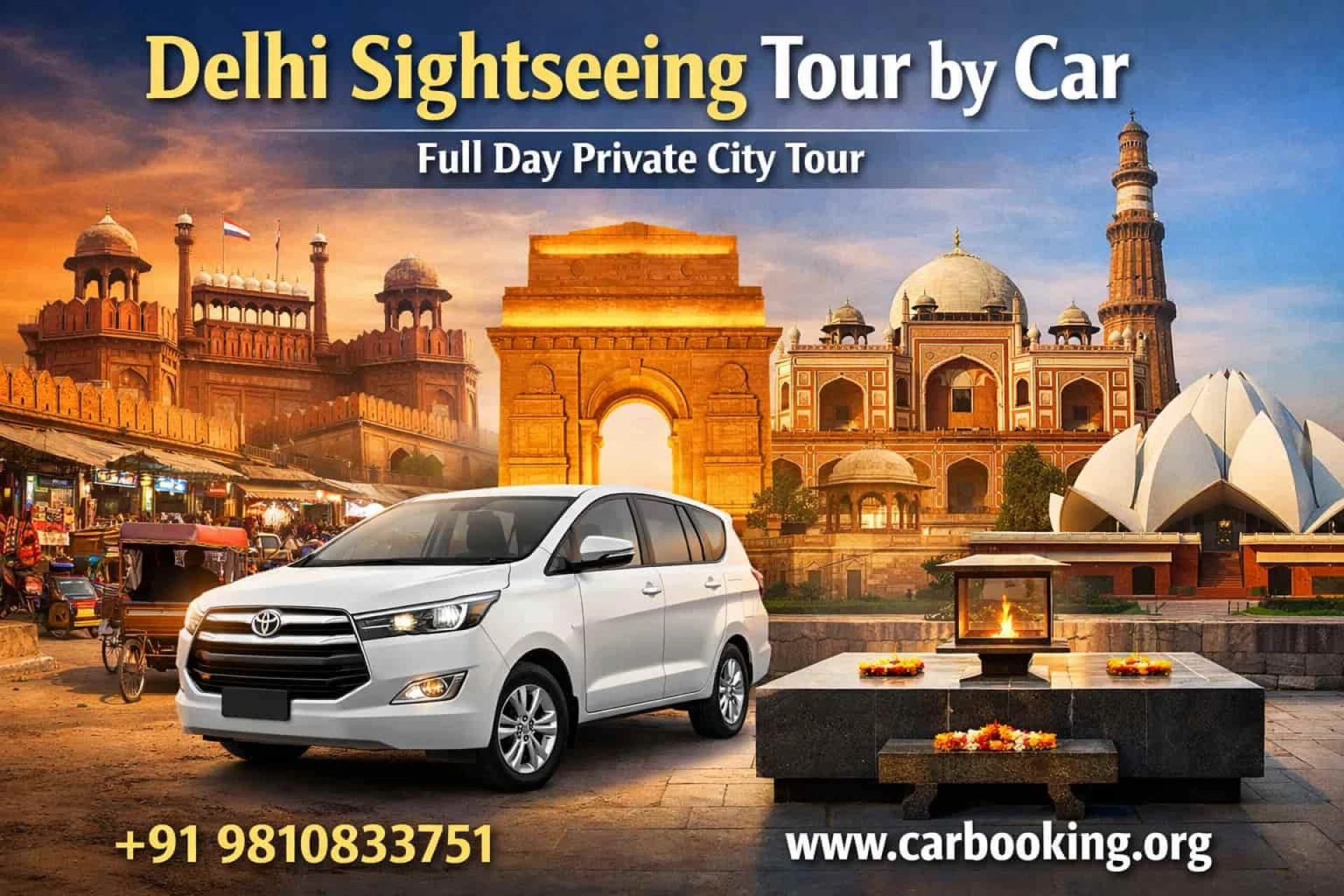 Delhi Night Tour by Car – Evening City Lights Experience