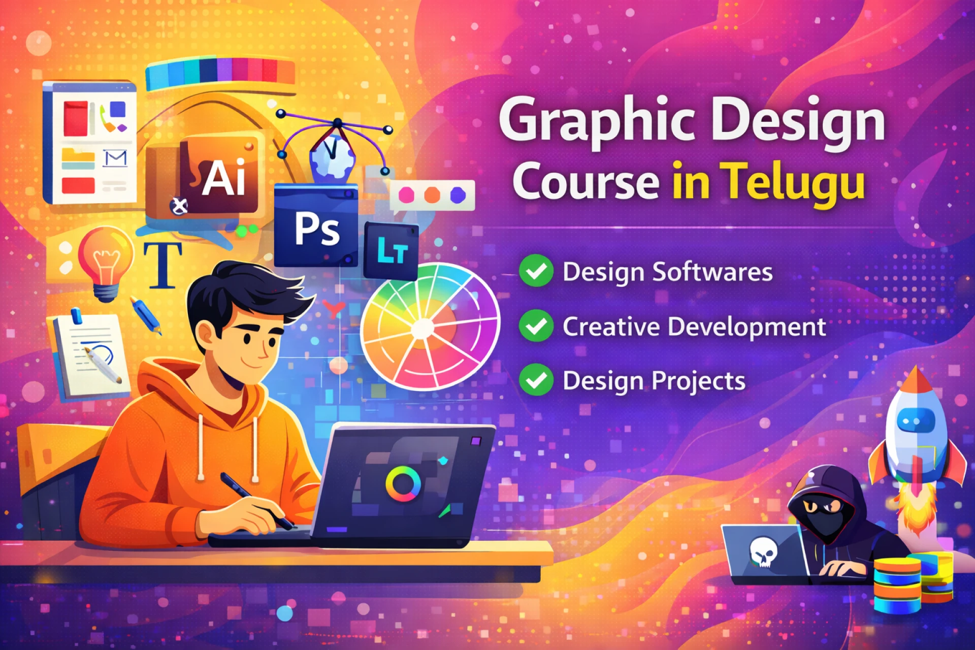 Custom Pattern Brushes Illustrator Workflow – Graphic Design Course in Telugu