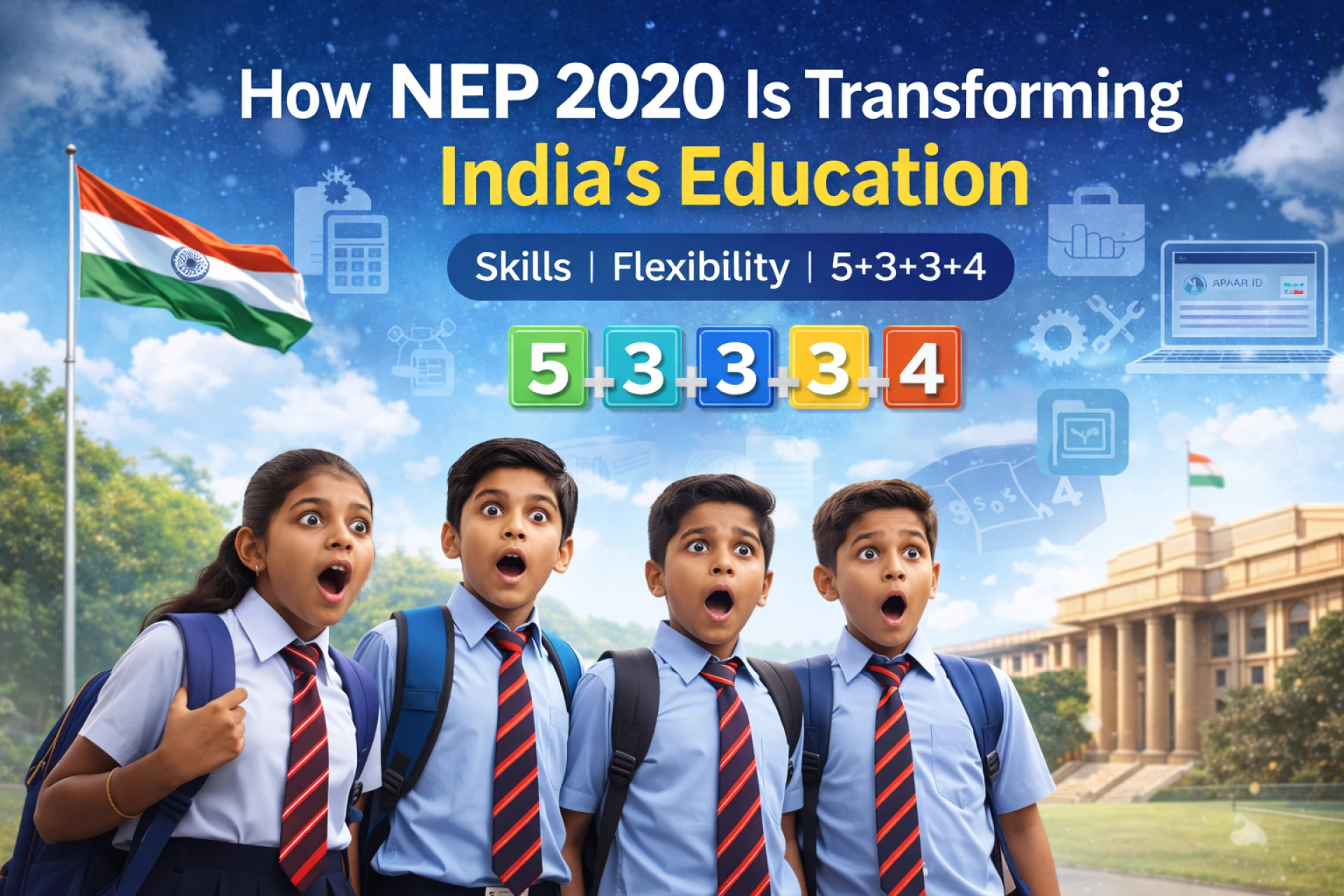 National Education Policy 2020: NEP 5 3 3 4 Explained