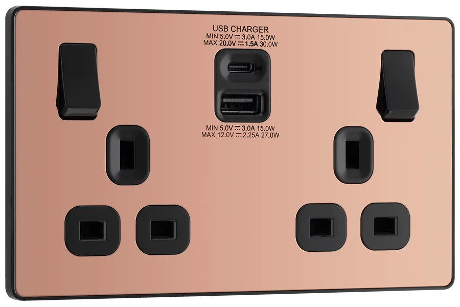 BG Evolve Polished Copper: Stylish, Durable, and Contemporary Electrical Fittings