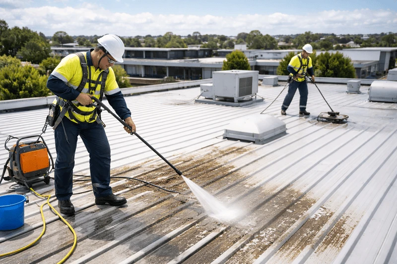 Commercial Roof Cleaning: Protecting Assets, Safety and Long-Term Building Performance