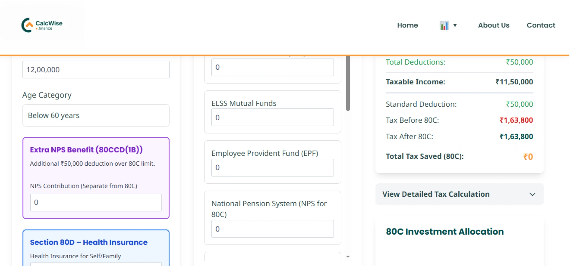 80C Calculator, Tax Deductions