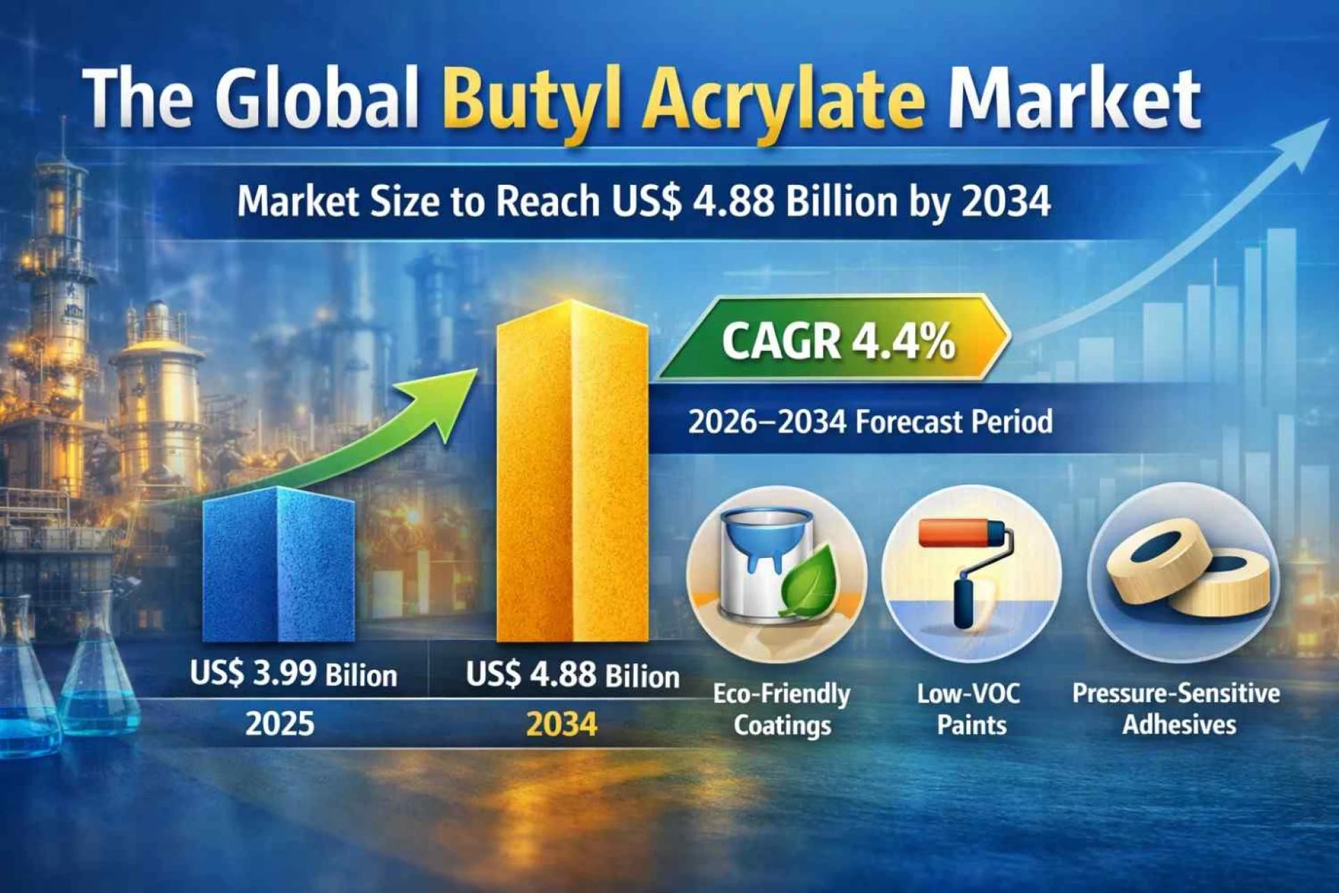 Butyl Acrylate Market Share & Industry Expansion 2034 | Global Market Size US$ 4.88 Billion at 4.4% CAGR