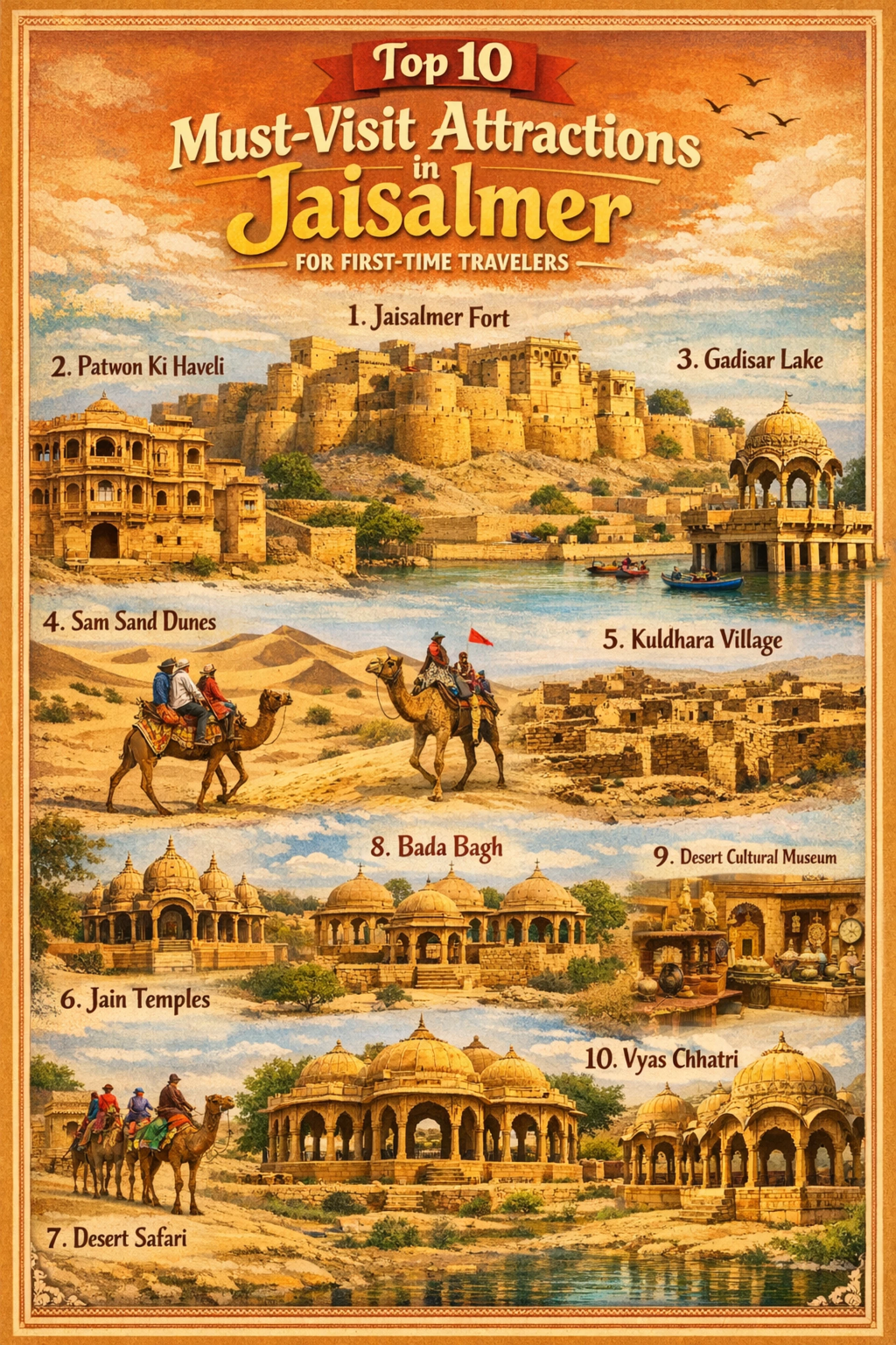 Top 10 Must-Visit Attractions in Jaisalmer for First-Time Travelers