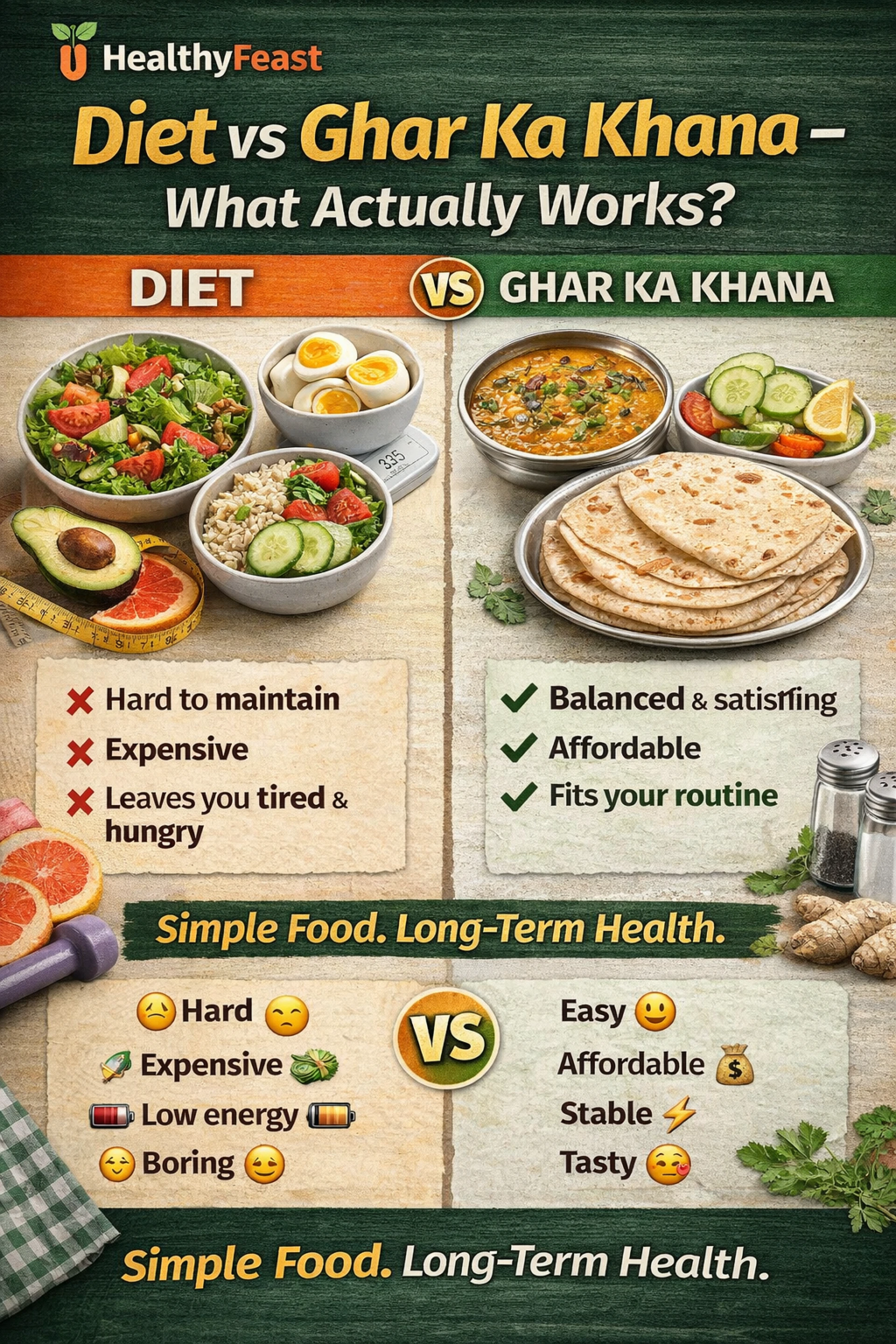 Diet vs Ghar Ka Khana – What Actually Works?