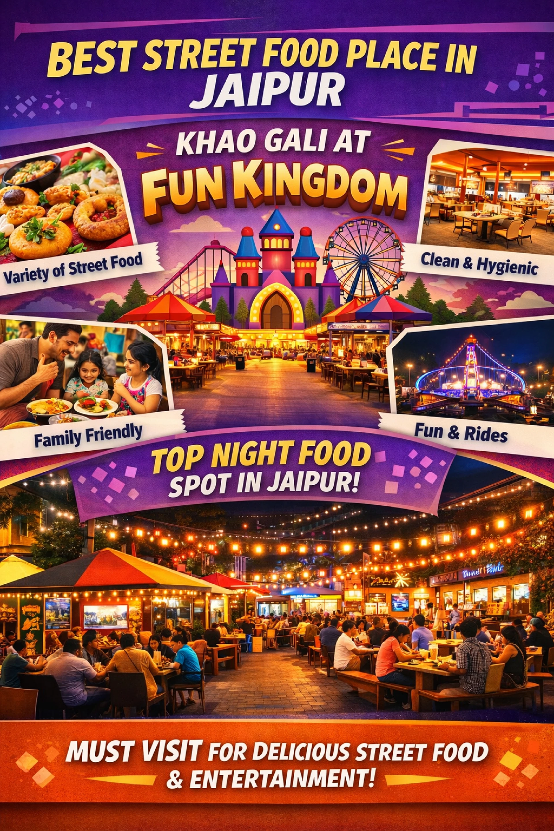 Top Street Food Hub in Jaipur – Explore Khao Gali at Fun Kingdom Jaipur
