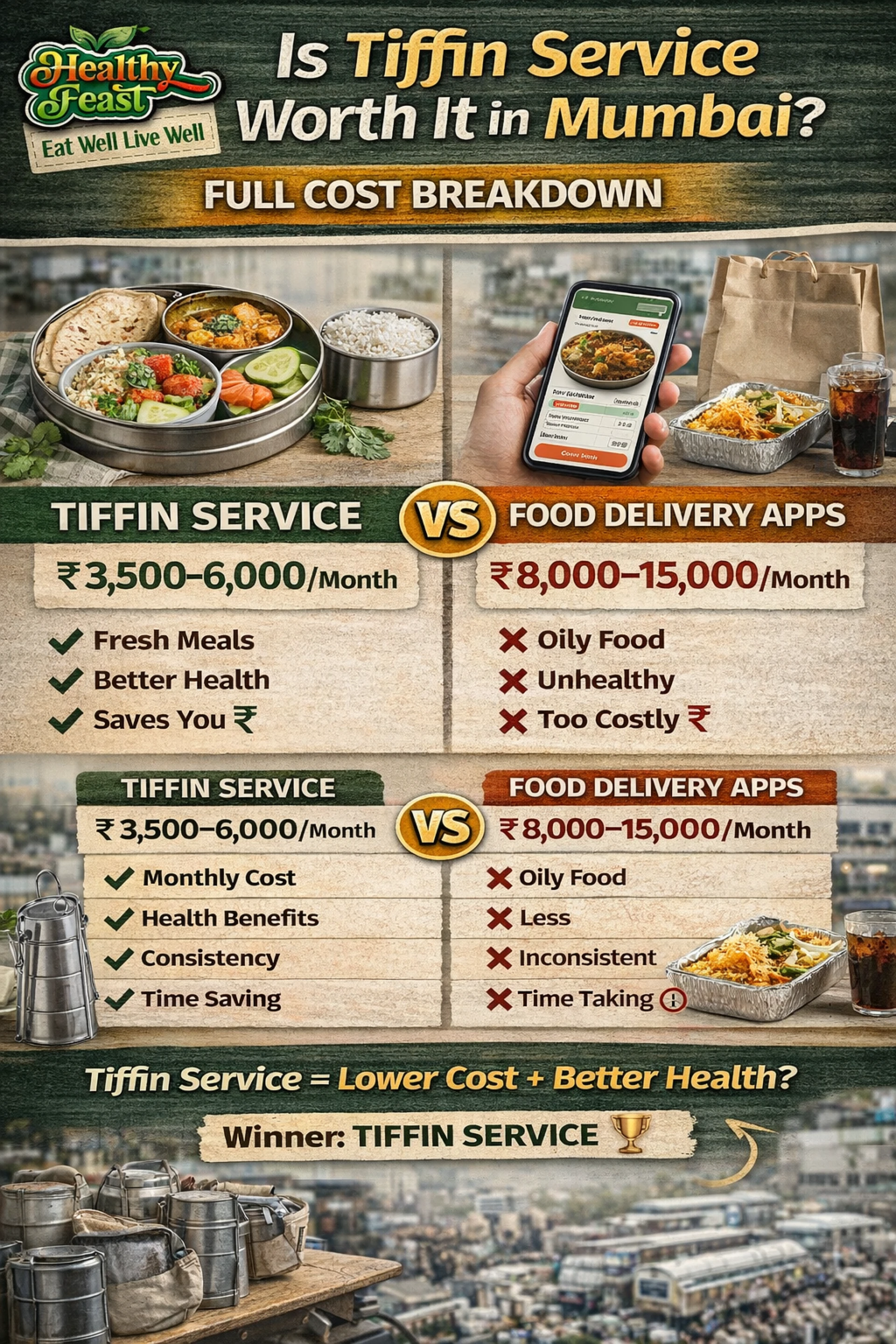 Is Tiffin Service Worth It in Mumbai? Full Cost Breakdown