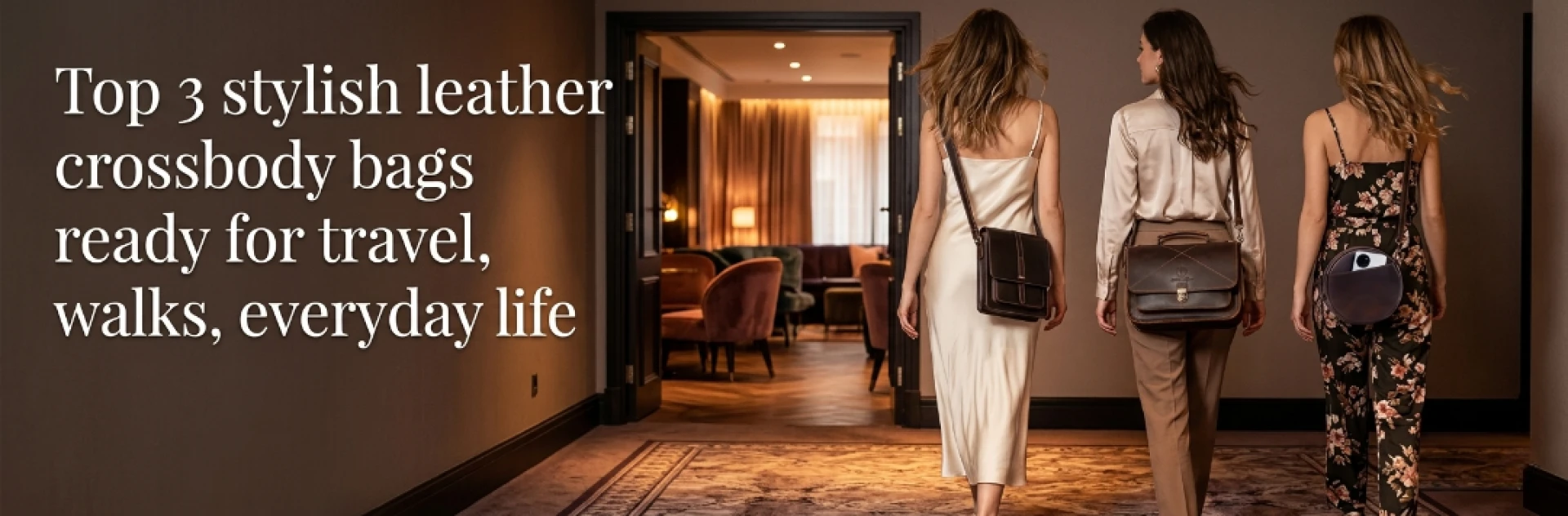 Top 3 stylish leather crossbody bags ready for travel, walks, everyday life