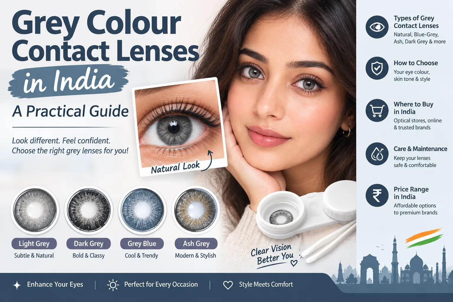Grey Colour Contact Lenses in India: A Practical Guide