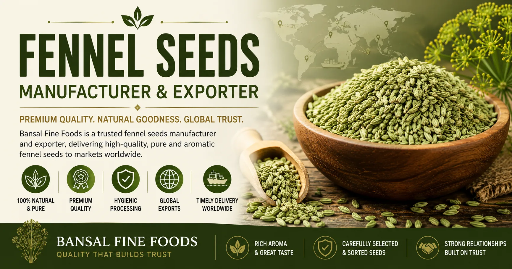 Fennel Seeds Exporter and Fennel Seeds Manufacturer – Delivering Premium Quality Spices Worldwide