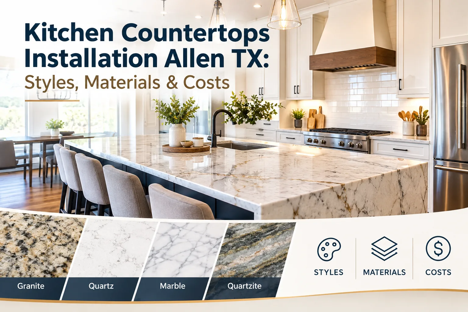 Kitchen Countertops Installation Allen TX: Styles, Materials & Costs