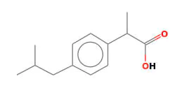 Chemical structure of ibuprofen.webp