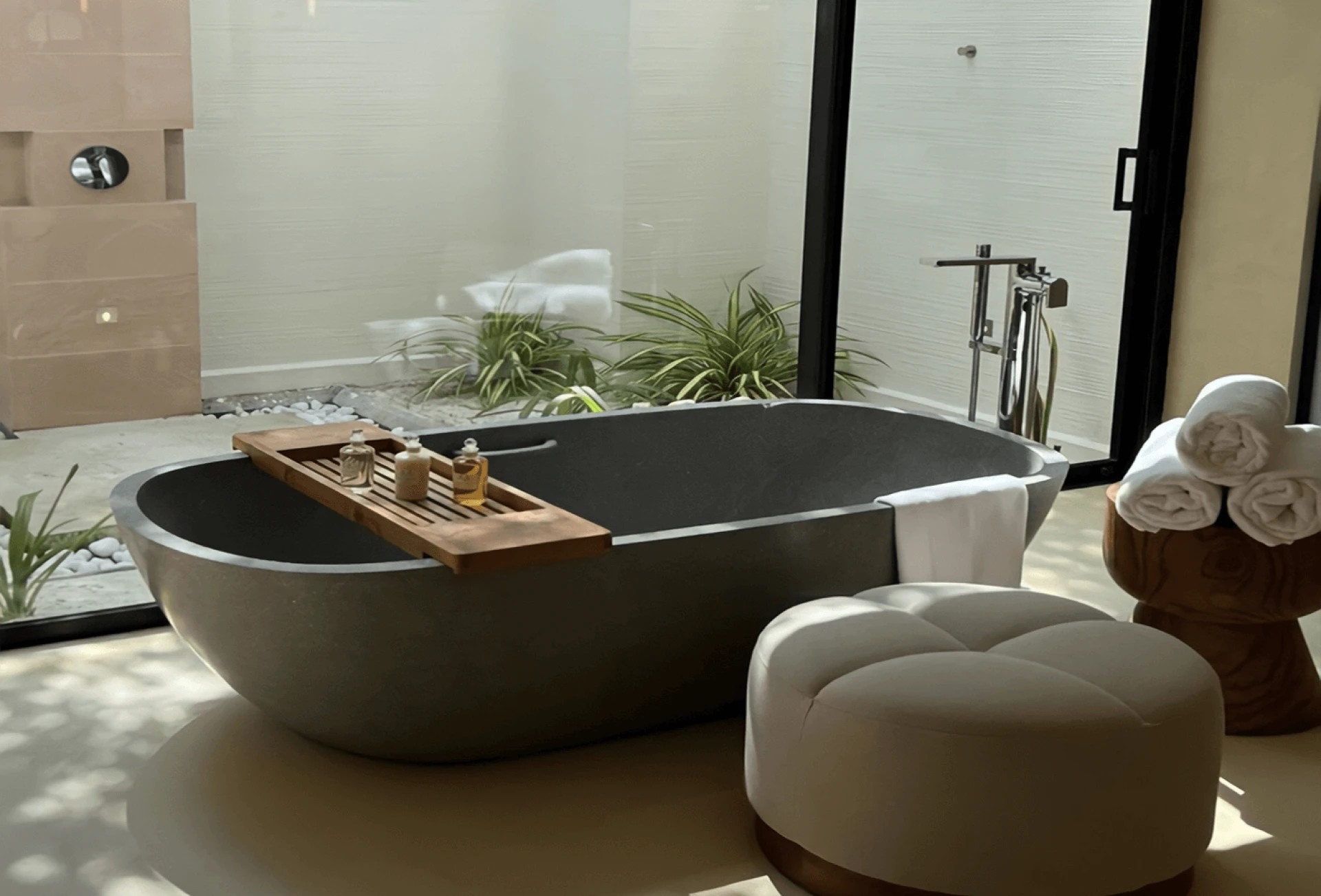 neutral japandi bathroom