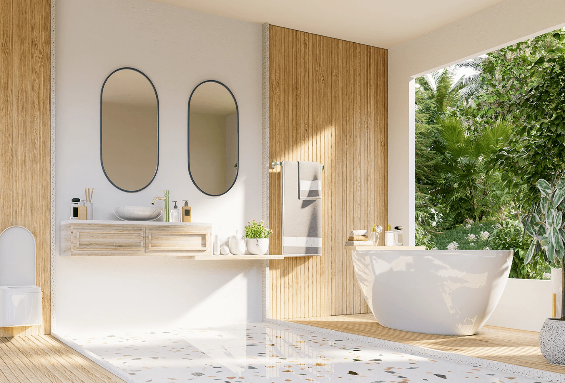 Minimalism of japandi bathroom