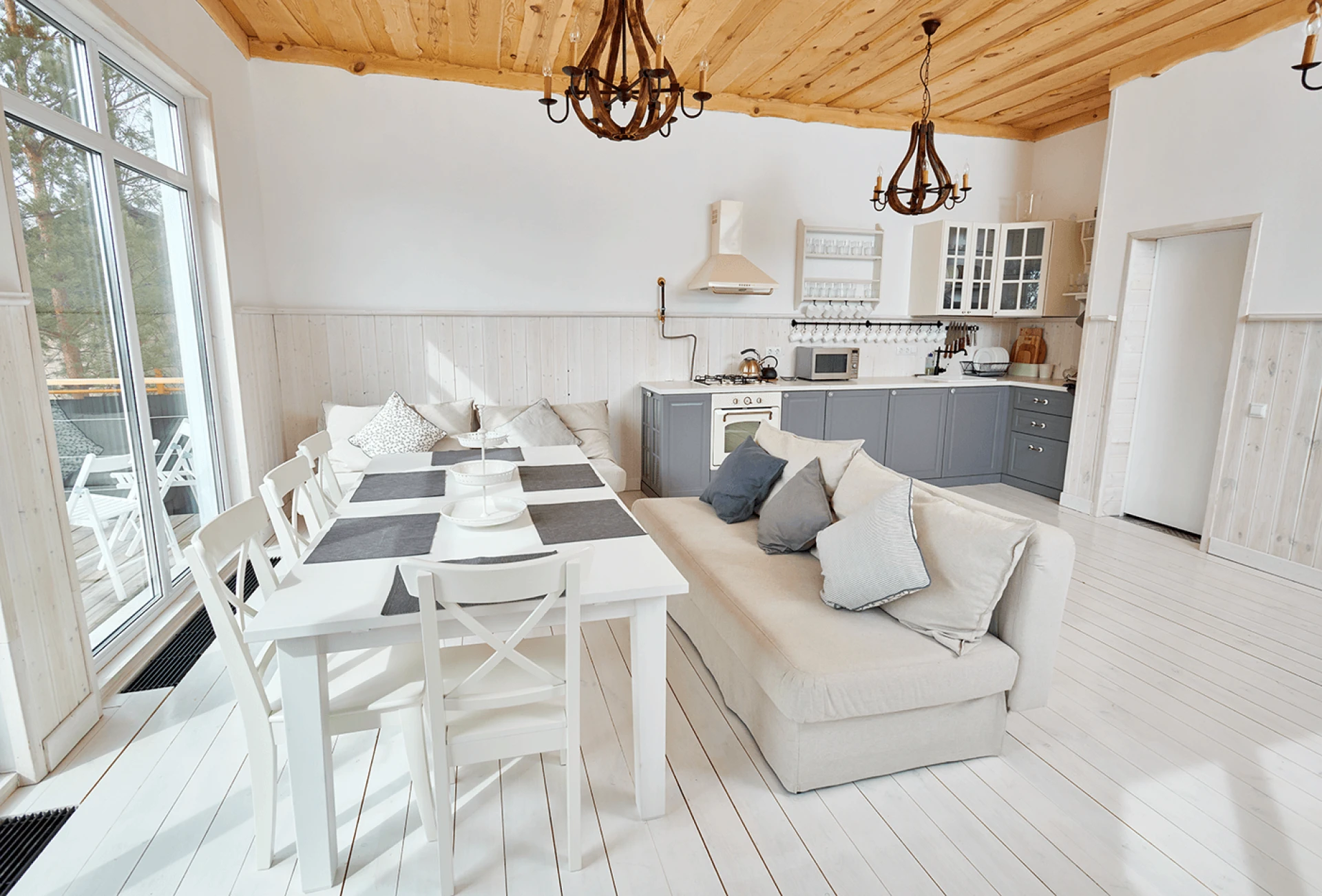open kitchen and dining space