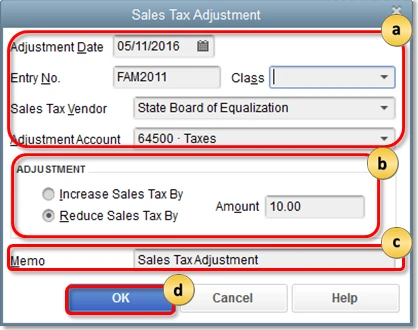sales tax adjustment