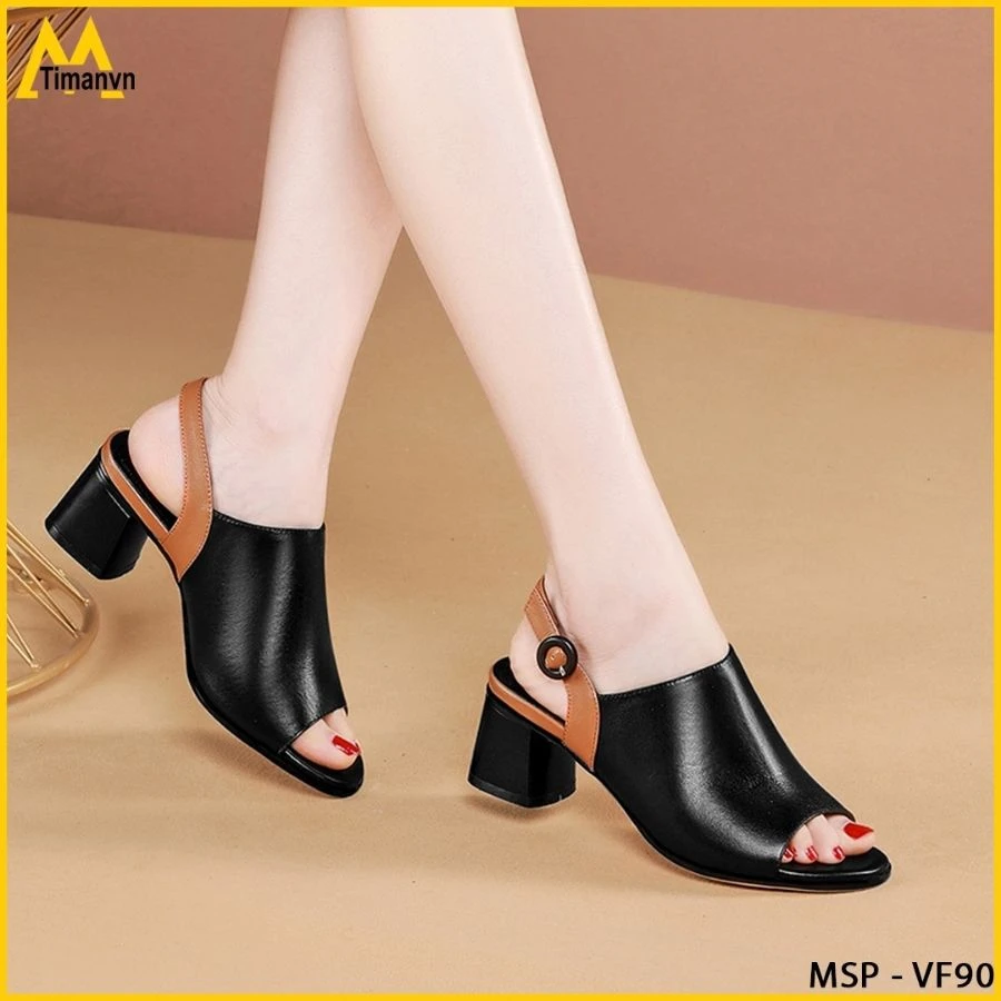 Giày cao gót da nữ hở mũi VF90