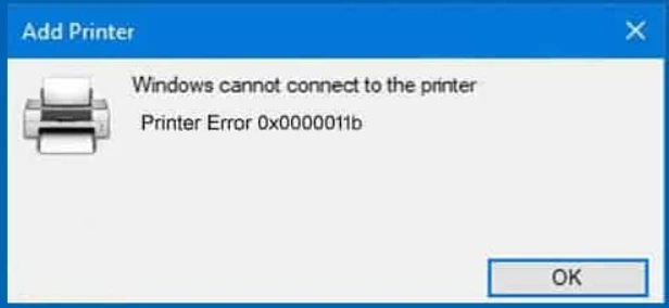 Windows Printer Error 0x0000011b