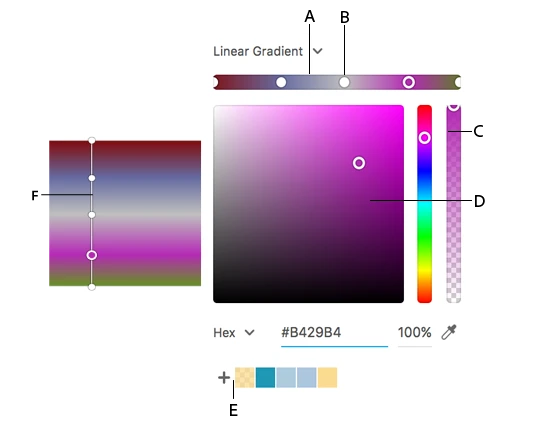Create and modify linear, radial, and angular gradients in Adobe XD.
