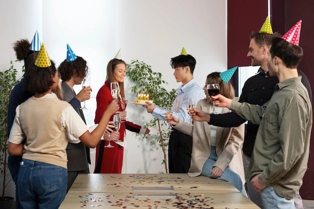 Colleagues having fun at business event