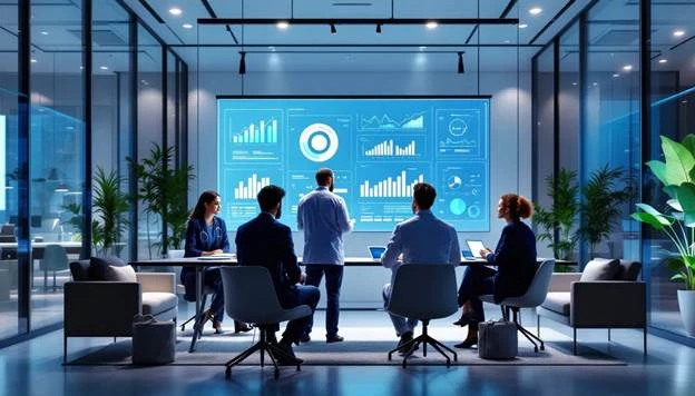 An overview of healthcare consultancy with various healthcare professionals discussing strategies.