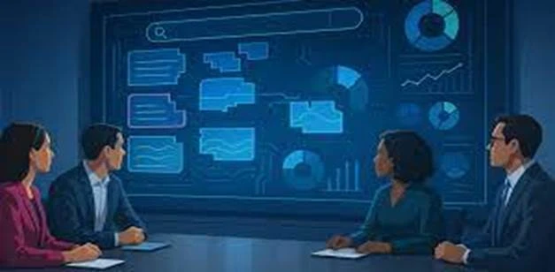 A person and person sitting at a table looking at a large screen with graphs

AI-generated content may be incorrect.